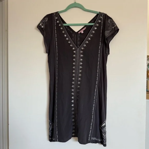 Calypso St. Barth Dark Grey Embroidered Mini Dress - Picture 2 of 5